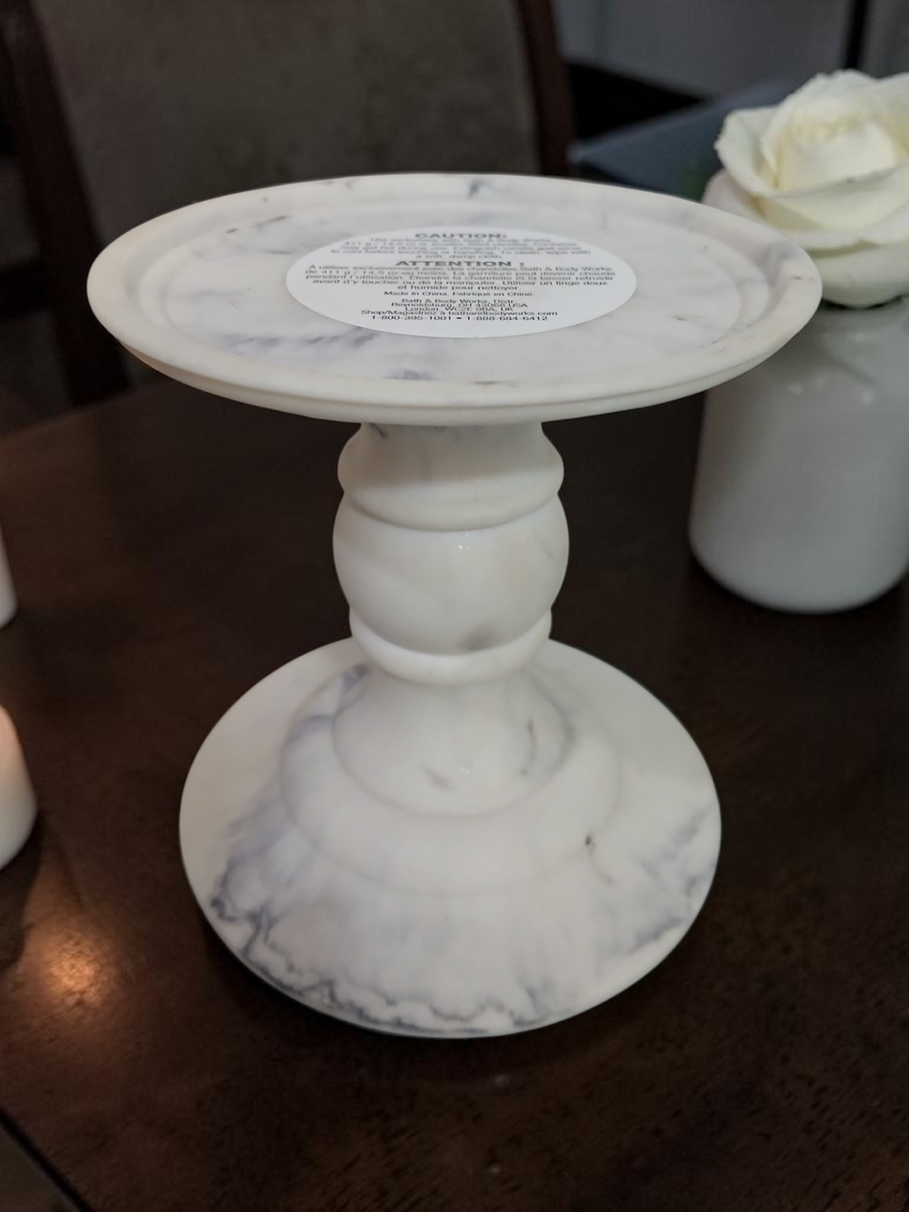 Bath & Body Works White Marble-Effect Pedestal Display Stand